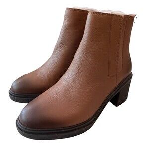 Vionic NEW Size 7 Womens Savannah Fashion Boot Hazelnut Leather Zipper Heel